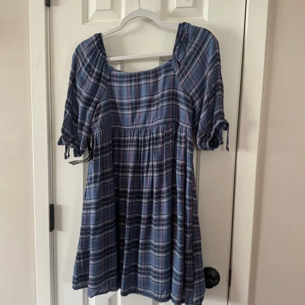 New Trixxi Girl Girls Blue Plaid Dress Size XL Extra Large